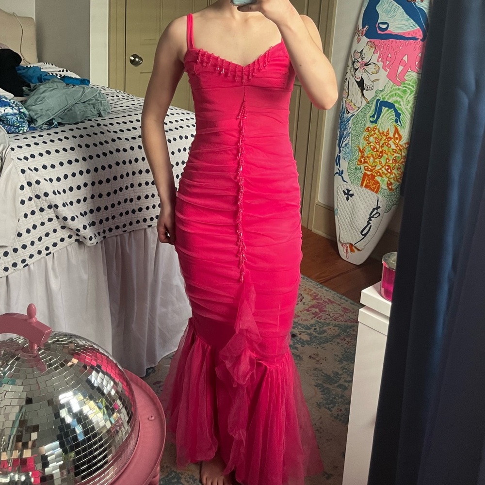 Elegant Pink Ruched Dress